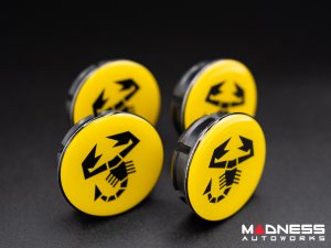 FIAT 500 Center Caps - Yellow with Black Scorpion